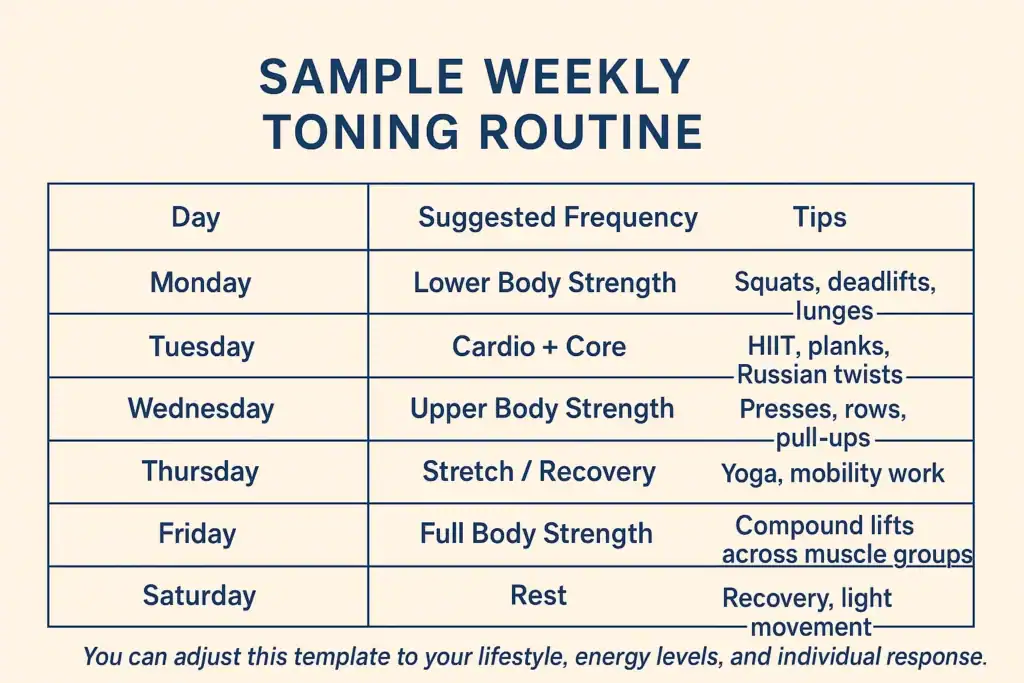 Achieving the Perfect Tone: How Often Should You Exercise for Results? 4 Weekly exercise Kingswinford plan graphic