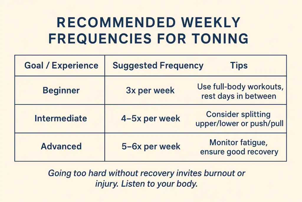 Achieving the Perfect Tone: How Often Should You Exercise for Results? 2 Graphic to show how often you should do exercise to help with toning Kingswinford